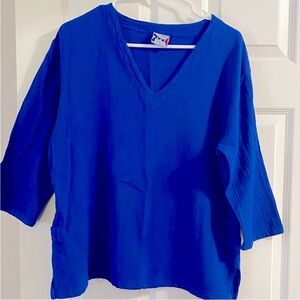 Blue Boxy Linen Top